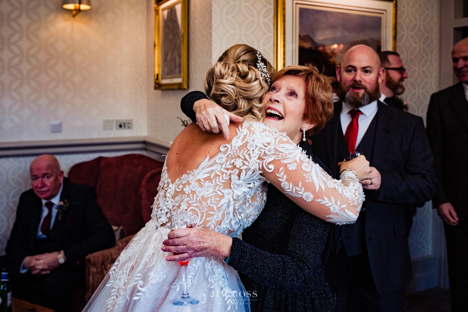 new bride gets heartfelt hug from aunty