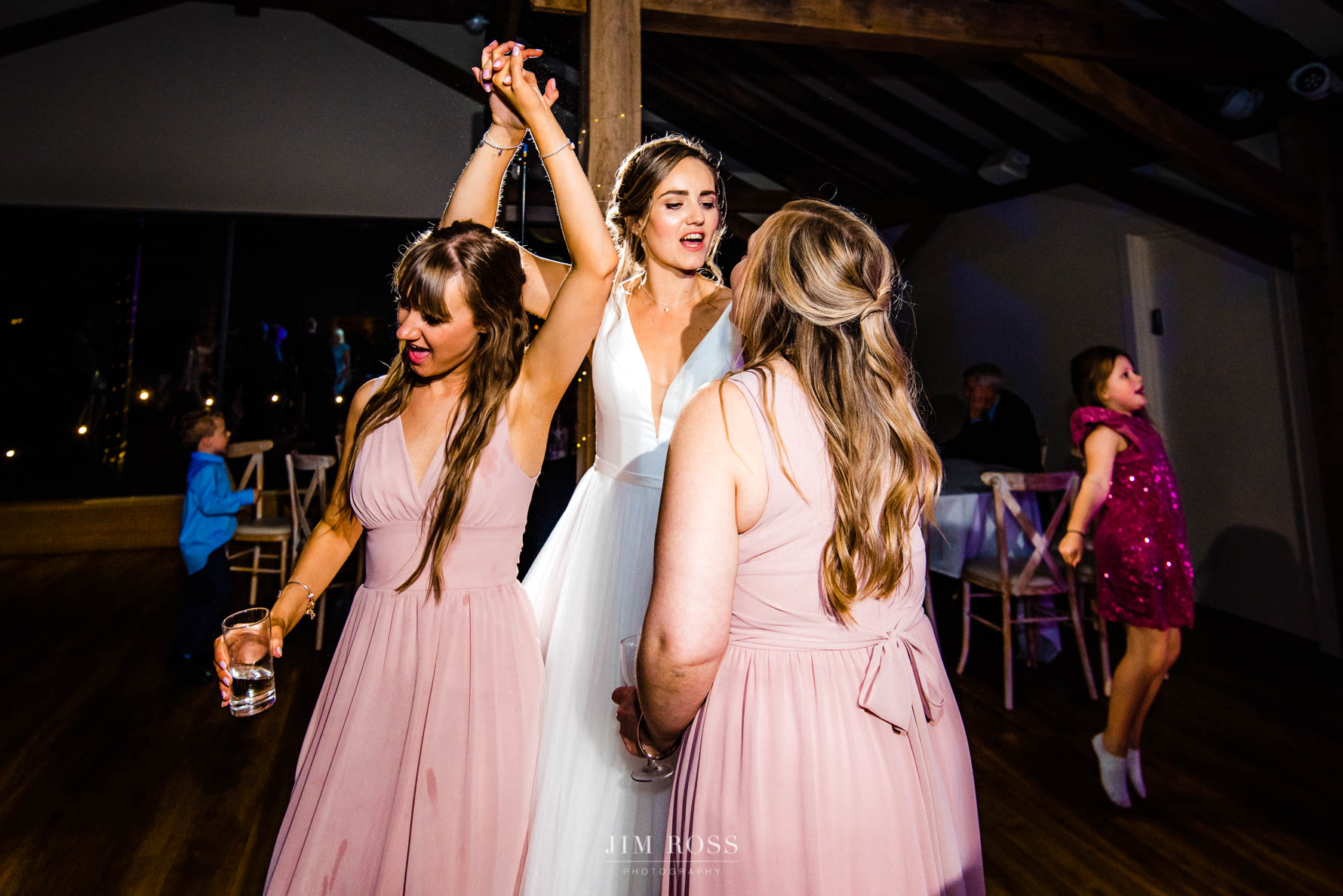 bride and best girls dancing