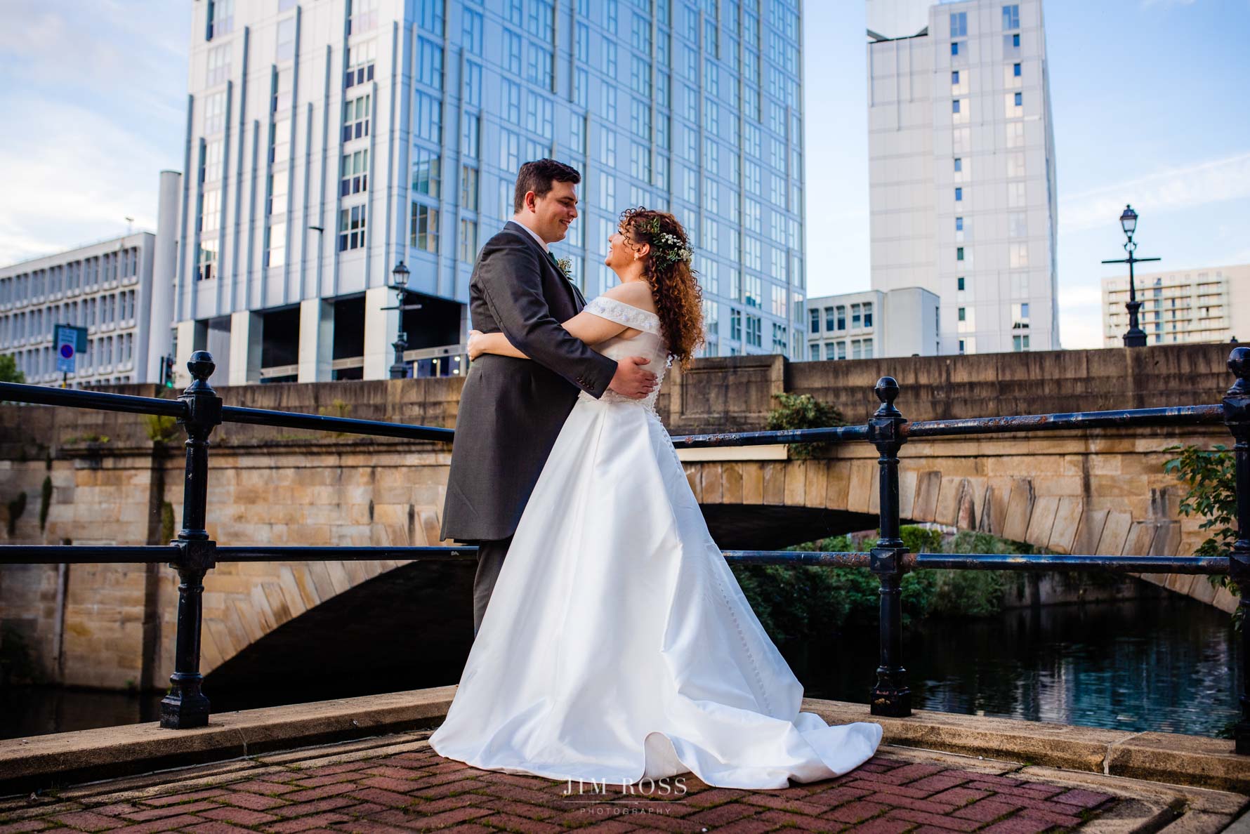 dramatic newlywed portrait in manchester