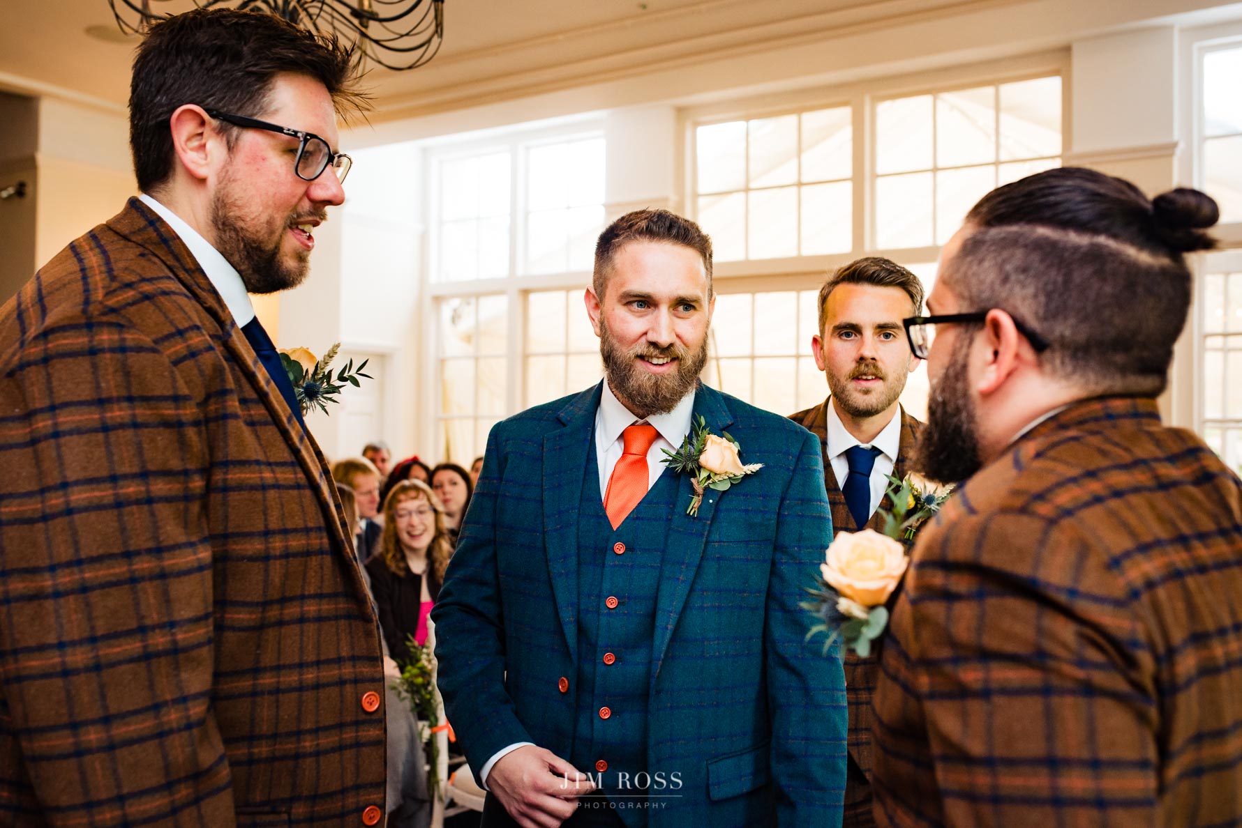 groom turns to best men for last minute encouragement