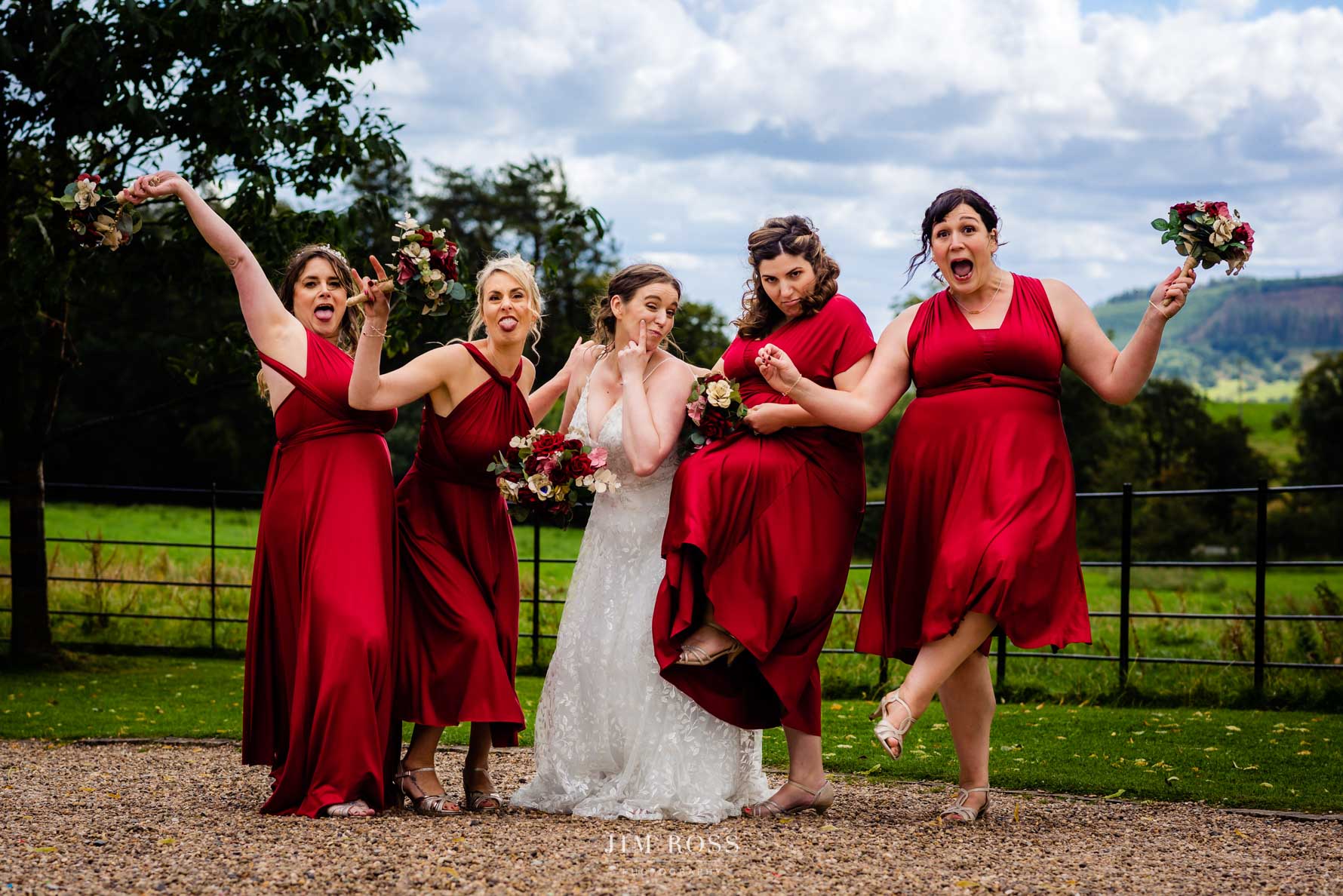fun bridesmaid group shot